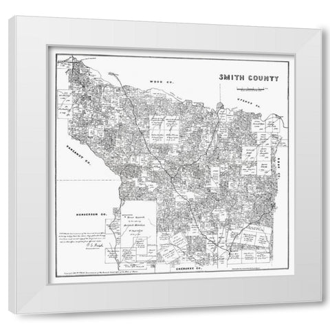 Smith County Texas - Walsh 1880 White Modern Wood Framed Art Print by Walsh