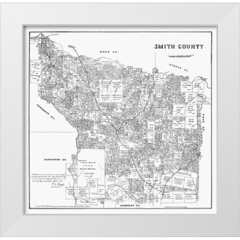 Smith County Texas - Walsh 1880 White Modern Wood Framed Art Print by Walsh