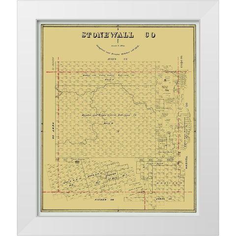 Stonewall County Texas - Wise 1879 White Modern Wood Framed Art Print by Wise