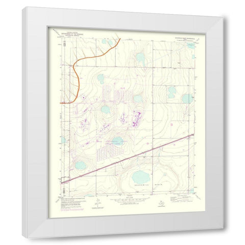 Sevenmile Basin Texas Quad - USGS 1975 White Modern Wood Framed Art Print by USGS