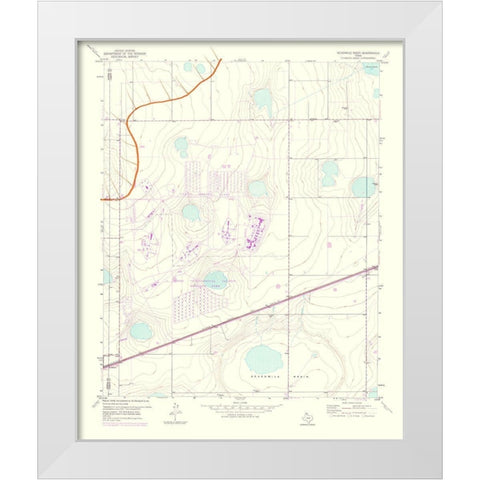 Sevenmile Basin Texas Quad - USGS 1975 White Modern Wood Framed Art Print by USGS