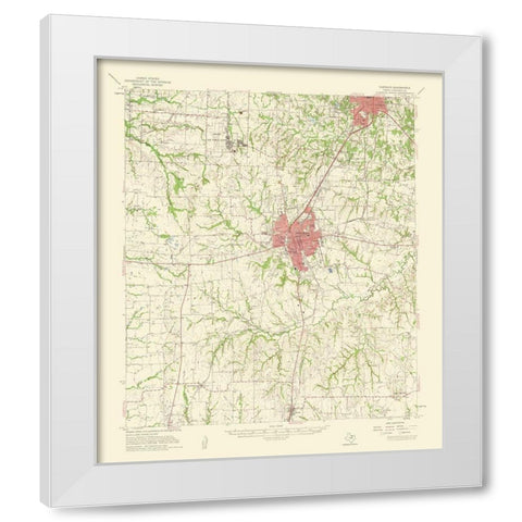 Sherman Texas Quad - USGS 1959 White Modern Wood Framed Art Print by USGS