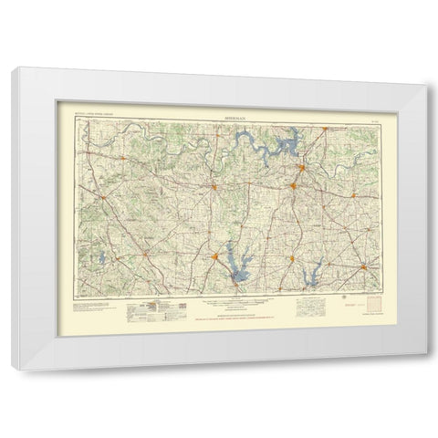 Sherman Texas Quad - USGS 1954 White Modern Wood Framed Art Print by USGS