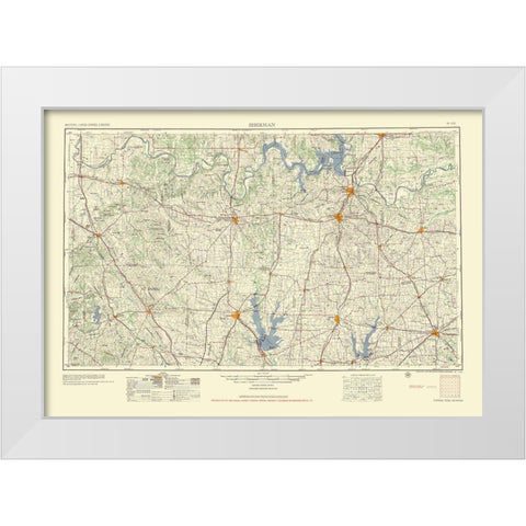 Sherman Texas Quad - USGS 1954 White Modern Wood Framed Art Print by USGS
