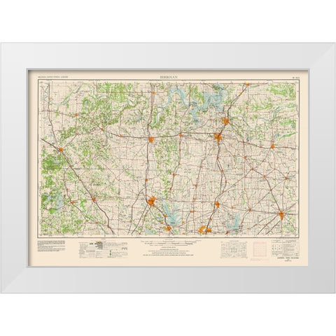 Sherman Texas Quad - USGS 1954 White Modern Wood Framed Art Print by USGS