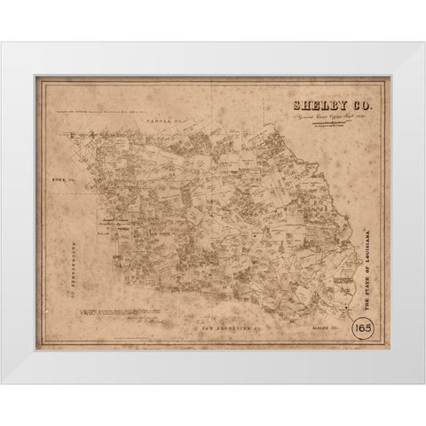 Shelby County Texas - Walsh 1880 White Modern Wood Framed Art Print by Walsh