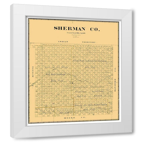 Sherman County Texas - Beaumont 1889 White Modern Wood Framed Art Print by Beaumont