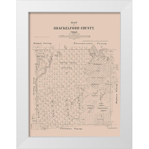 Shackelford County Texas - Walsh 1879 White Modern Wood Framed Art Print by Walsh