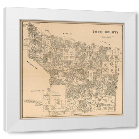 Smith County Texas - Wildort 1905 White Modern Wood Framed Art Print by Wildort