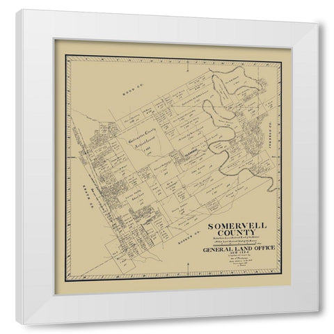 Somervell County Texas - Theilepape 1884 White Modern Wood Framed Art Print by Thielepape