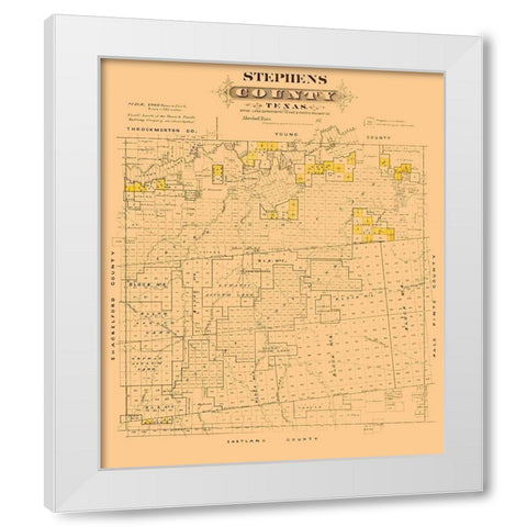 Stephens County Texas - Gast 1870 White Modern Wood Framed Art Print by Gast