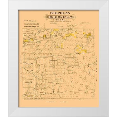 Stephens County Texas - Gast 1870 White Modern Wood Framed Art Print by Gast
