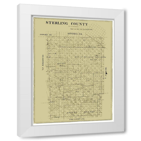 Sterling County Texas -1891 White Modern Wood Framed Art Print by Unknown