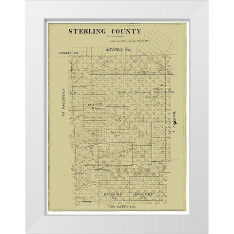 Sterling County Texas -1891 White Modern Wood Framed Art Print by Unknown
