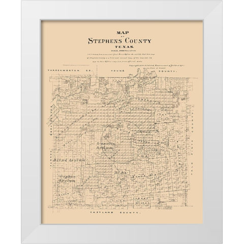 Stephens County Texas - Walsh 1879 White Modern Wood Framed Art Print by Walsh