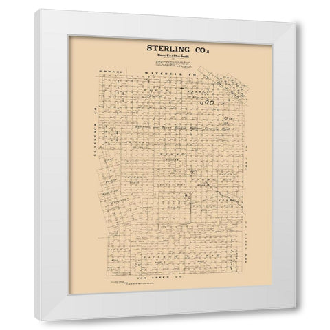 Sterling County Texas - McGaughey 1892 White Modern Wood Framed Art Print by McGaughey