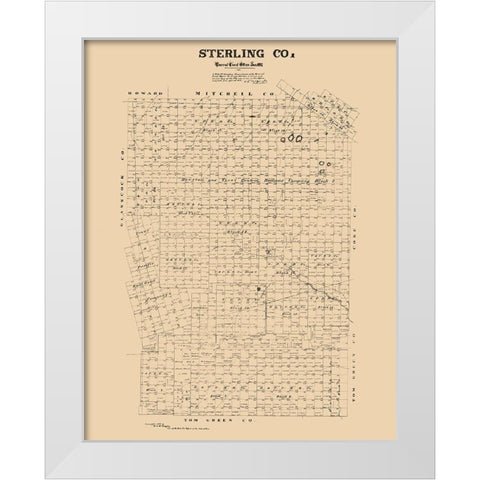 Sterling County Texas - McGaughey 1892 White Modern Wood Framed Art Print by McGaughey