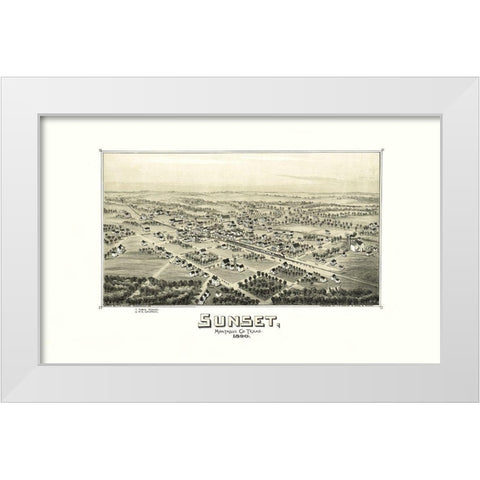 Sunset Texas - Fowler 1890 White Modern Wood Framed Art Print by Fowler