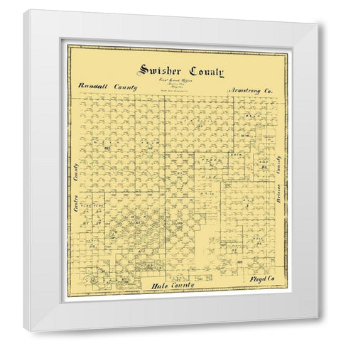 Swisher County Texas -1873 White Modern Wood Framed Art Print by Unknown