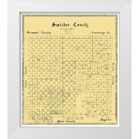 Swisher County Texas -1873 White Modern Wood Framed Art Print by Unknown