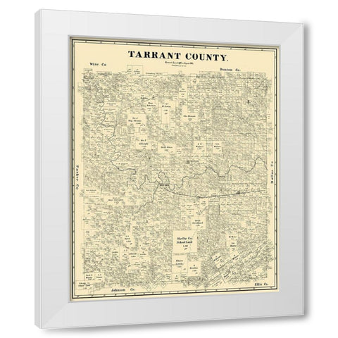 Tarrant Texas Landowner - Land Office 1885 White Modern Wood Framed Art Print by Land Office