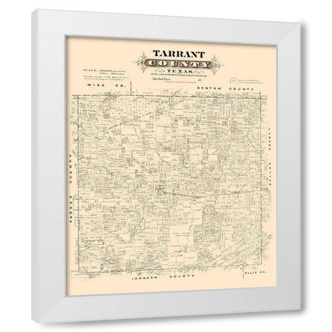 Tarrant County Texas - Gast 1870 White Modern Wood Framed Art Print by Gast