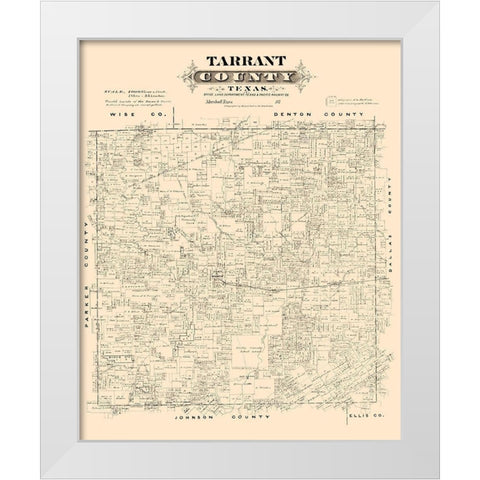 Tarrant County Texas - Gast 1870 White Modern Wood Framed Art Print by Gast