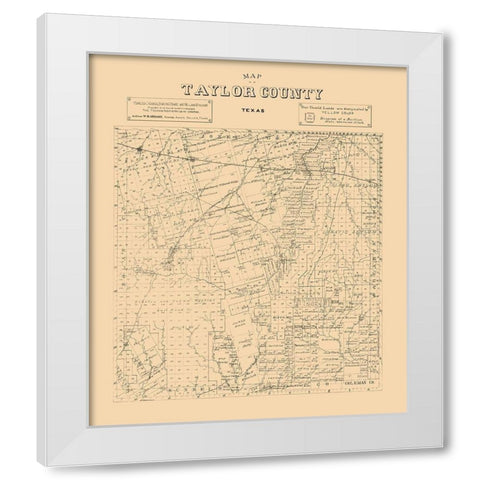 Taylor County Texas - Abrams 1890 White Modern Wood Framed Art Print by Abrams