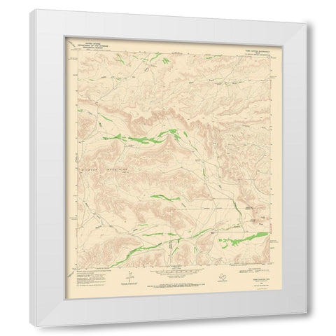 Toms Canyon Texas Quad - USGS 1968 White Modern Wood Framed Art Print by USGS