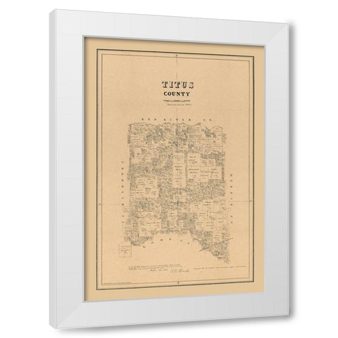 Titus County Texas - Walsh 1880 White Modern Wood Framed Art Print by Walsh