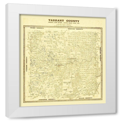 Tarrant County Texas - Lucas 1873 White Modern Wood Framed Art Print by Lucas