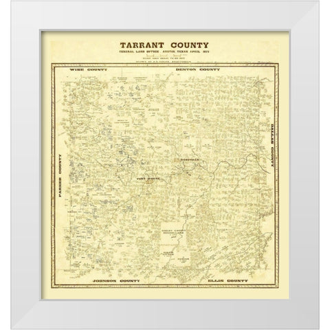Tarrant County Texas - Lucas 1873 White Modern Wood Framed Art Print by Lucas