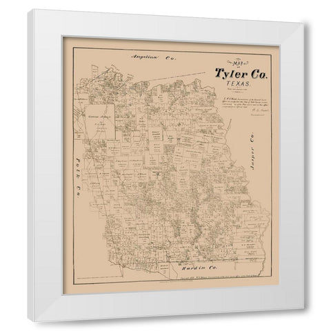 Tyler County Texas - Walsh 1879 White Modern Wood Framed Art Print by Walsh