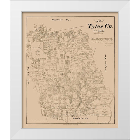 Tyler County Texas - Walsh 1879 White Modern Wood Framed Art Print by Walsh