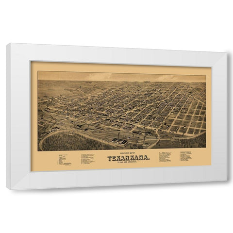 Texarkana Texas - Wellge 1888 White Modern Wood Framed Art Print by Wellge