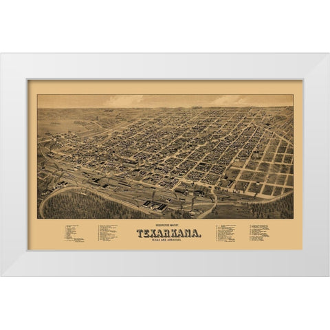 Texarkana Texas - Wellge 1888 White Modern Wood Framed Art Print by Wellge