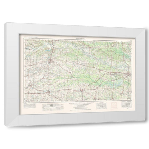 Texarkana Texas Quad - USGS 1953 White Modern Wood Framed Art Print by USGS