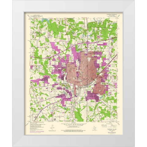 Texarkana Texas Quad - USGS 1954 White Modern Wood Framed Art Print by USGS