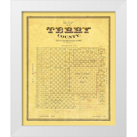 Terry County Texas -1893 White Modern Wood Framed Art Print by Unknown