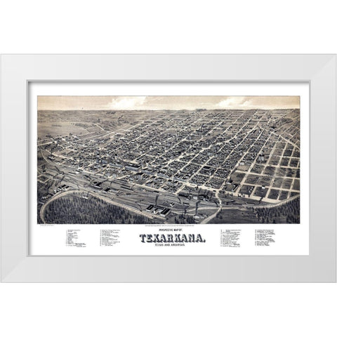Texarkana Texas - Wellge 1888 White Modern Wood Framed Art Print by Wellge