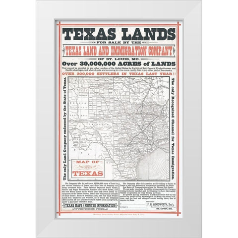 Texas Lands Sale - Woodworth White Modern Wood Framed Art Print by Woodward
