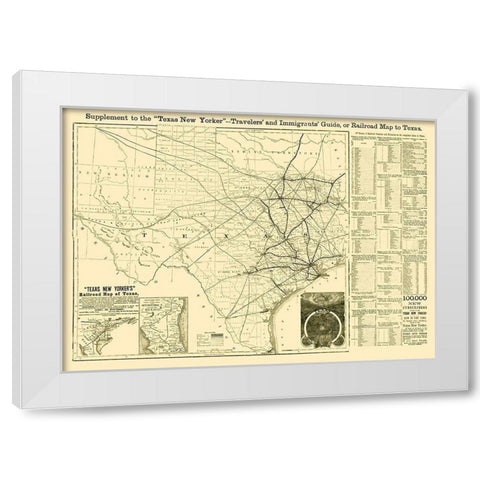 Texas Railroad Guide - Sweet 1874 White Modern Wood Framed Art Print by Sweet