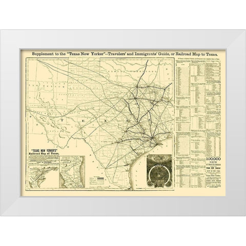 Texas Railroad Guide - Sweet 1874 White Modern Wood Framed Art Print by Sweet
