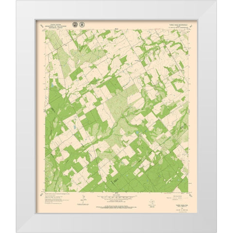 Three Oaks Texas Quad - USGS 1961 White Modern Wood Framed Art Print by USGS