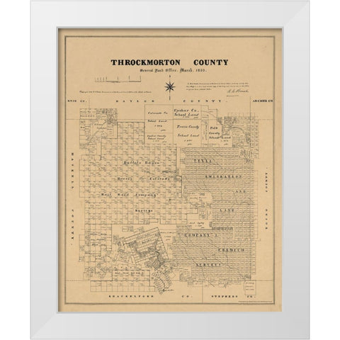 Throckmorton County Texas - Walsh 1880 White Modern Wood Framed Art Print by Walsh