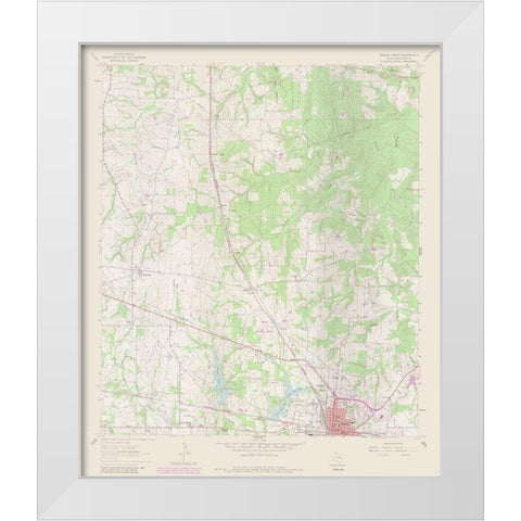 Teague North Texas Quad - USGS 1963 White Modern Wood Framed Art Print by USGS