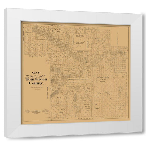 Tom Green County East Texas - McGaughey 1894 White Modern Wood Framed Art Print by McGaughey