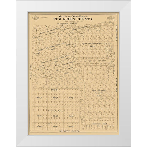 Tom Green County West - McCaughy 1894 White Modern Wood Framed Art Print by McCaughy