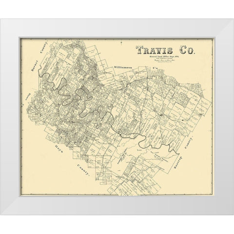 Travis Texas Landowner - Land Office 1894 White Modern Wood Framed Art Print by Land Office