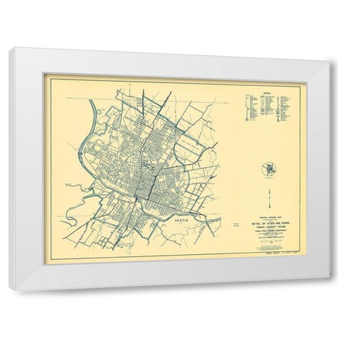 Travis Texas Highway - Highway Dept 1936 White Modern Wood Framed Art Print by Highway Dept